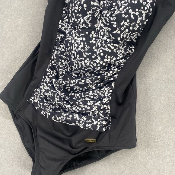 Lascana Venus Swimsuit Womens Size 10 Black White Ditsy Print Tummy Control Swim - Picture 2 of 12